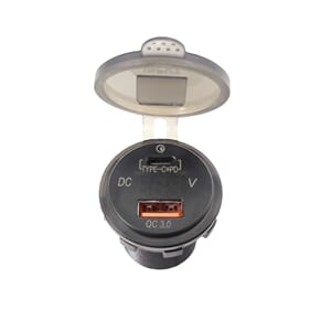 4 CONNECT Voltmeter med USB-C/A, vanntett,12-24V